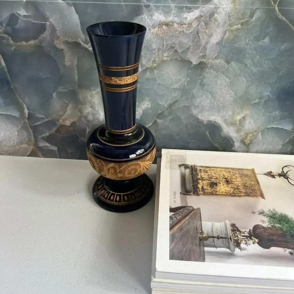 Hand Carved Wood Vase 8.5